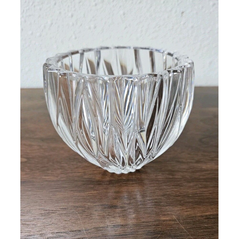 Noritake Crystal Satin Leaves Votive Candle Holder Bowl Germany